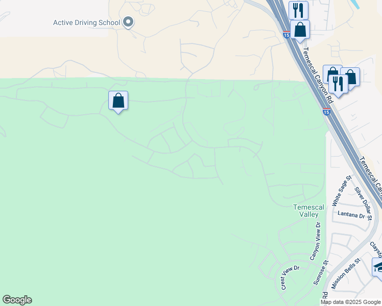 map of restaurants, bars, coffee shops, grocery stores, and more near 22369 Quiet Bay Drive in Corona