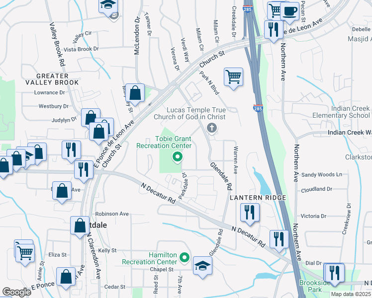 map of restaurants, bars, coffee shops, grocery stores, and more near 637 Parkdale Drive in Scottdale