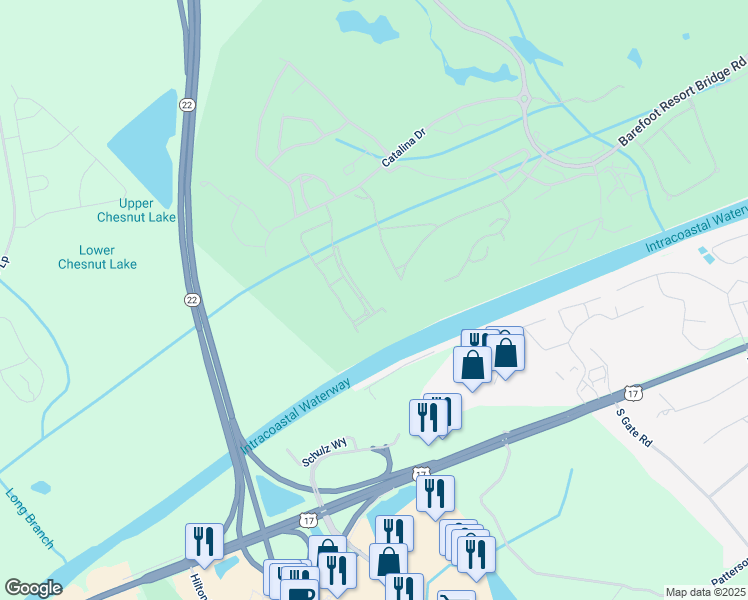 map of restaurants, bars, coffee shops, grocery stores, and more near 6095 Catalina Drive in North Myrtle Beach