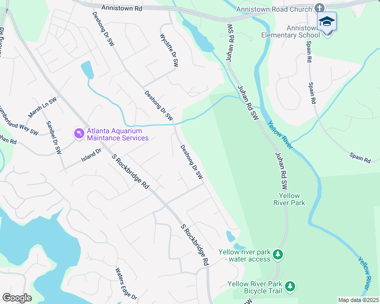 map of restaurants, bars, coffee shops, grocery stores, and more near 3226 Deshong Drive Southwest in Stone Mountain