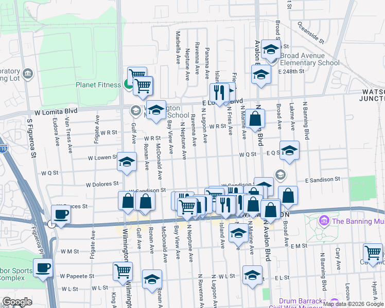 map of restaurants, bars, coffee shops, grocery stores, and more near 1607 Ravenna Avenue in Los Angeles