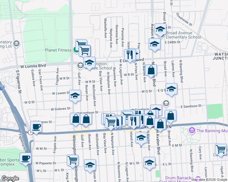 map of restaurants, bars, coffee shops, grocery stores, and more near 1607 Ravenna Avenue in Los Angeles