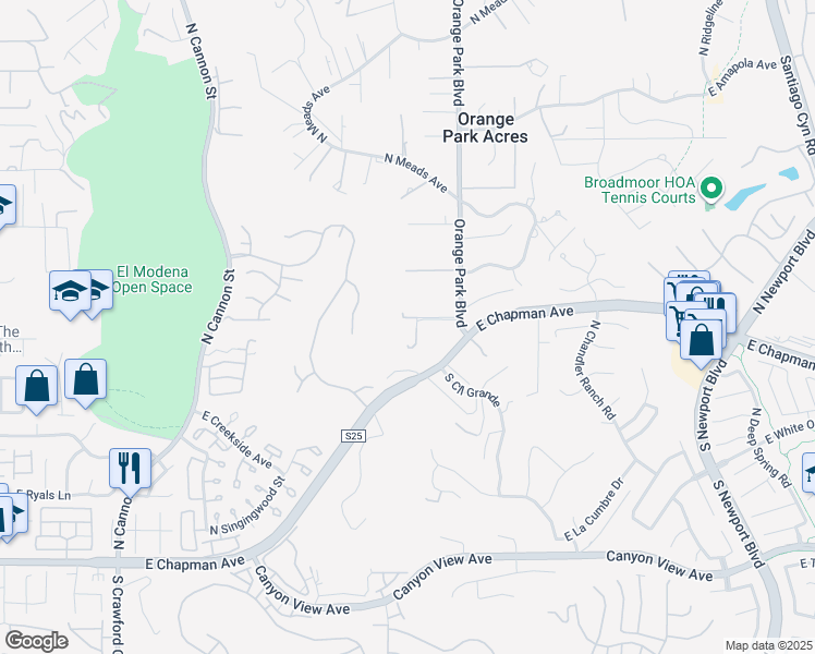 map of restaurants, bars, coffee shops, grocery stores, and more near 11445 Orange Park Boulevard in Orange