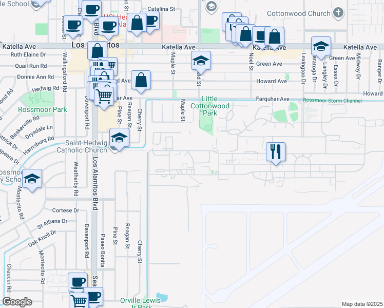 map of restaurants, bars, coffee shops, grocery stores, and more near 3855 Constitution Avenue in Los Alamitos