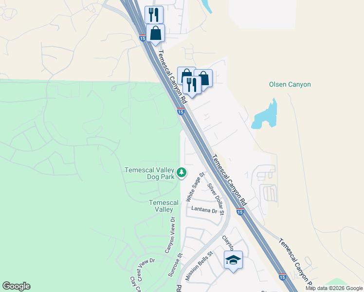 map of restaurants, bars, coffee shops, grocery stores, and more near 22345 Hayworth Court in Corona