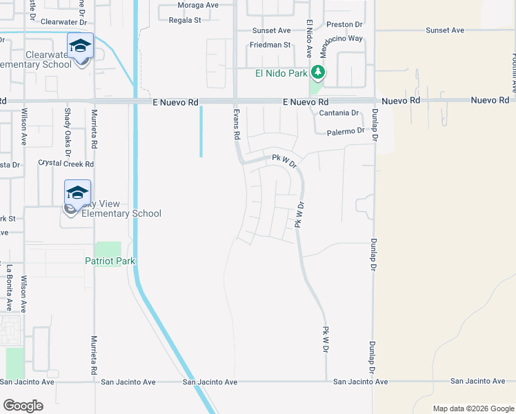 map of restaurants, bars, coffee shops, grocery stores, and more near 1227 Fullerton Court in Perris