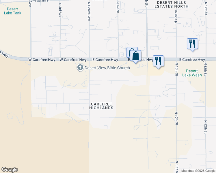 map of restaurants, bars, coffee shops, grocery stores, and more near 30 East Sagebrush Drive in Phoenix