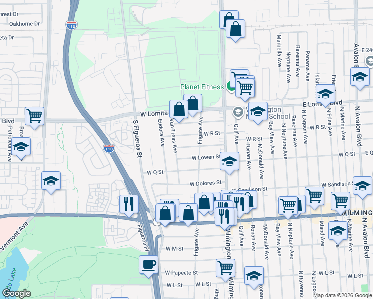 map of restaurants, bars, coffee shops, grocery stores, and more near 1226 West Lowen Street in Los Angeles