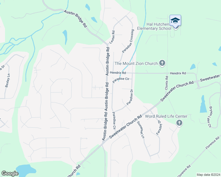 map of restaurants, bars, coffee shops, grocery stores, and more near 383 Paradise Circle in Douglasville