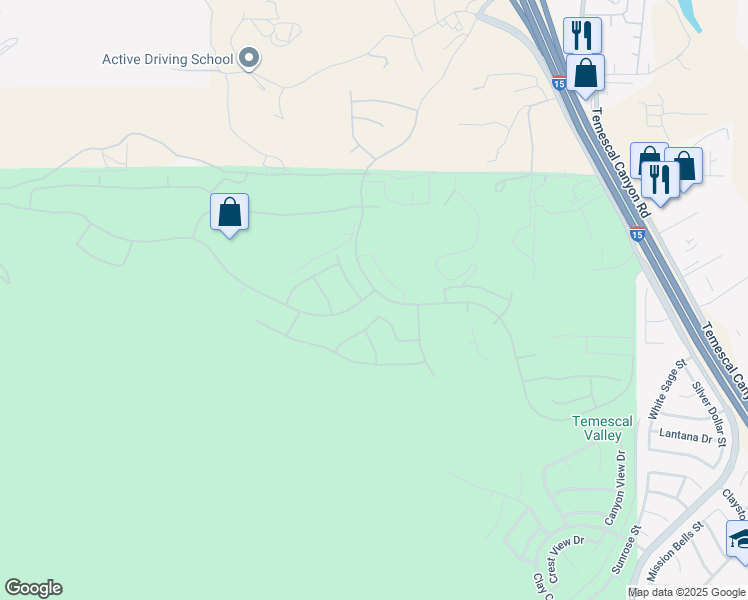 map of restaurants, bars, coffee shops, grocery stores, and more near 8365 Sanctuary Drive in Corona