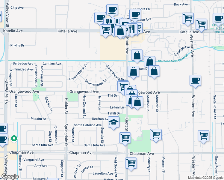map of restaurants, bars, coffee shops, grocery stores, and more near 6912 Anticost Way in Cypress