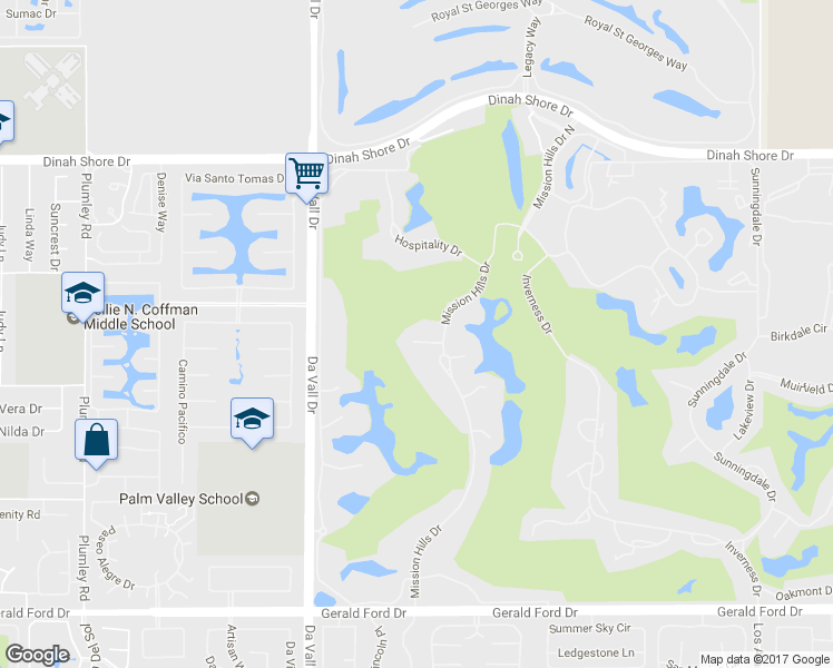 map of restaurants, bars, coffee shops, grocery stores, and more near 34765 Mission Hills Drive in Rancho Mirage