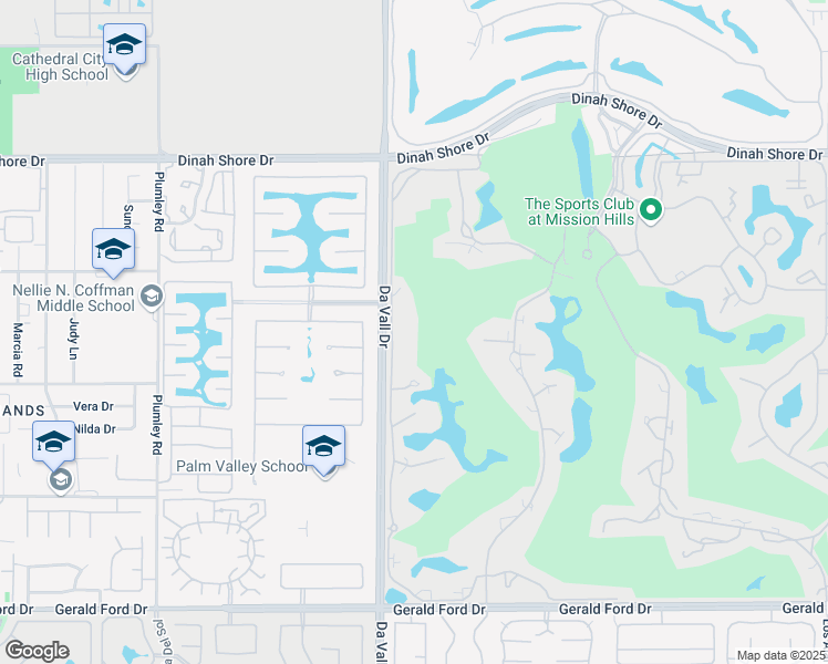 map of restaurants, bars, coffee shops, grocery stores, and more near 555 Desert West Drive in Rancho Mirage