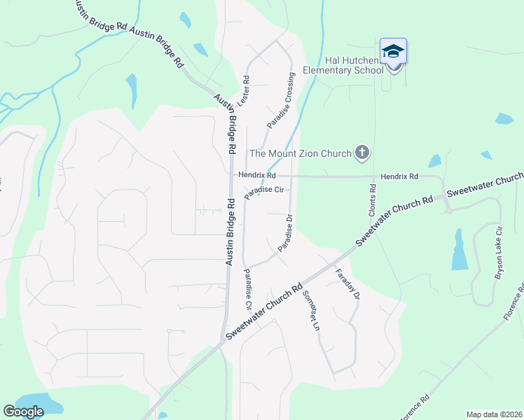 map of restaurants, bars, coffee shops, grocery stores, and more near 508 Paradise Circle in Douglasville
