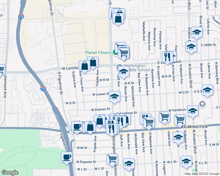 map of restaurants, bars, coffee shops, grocery stores, and more near 1002 West Chandler Street in Los Angeles