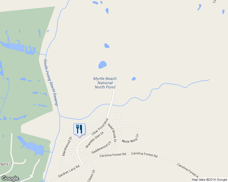 map of restaurants, bars, coffee shops, grocery stores, and more near Clear Pond Blvd in Myrtle Beach