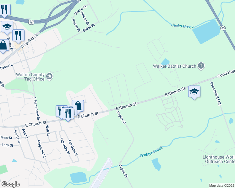 map of restaurants, bars, coffee shops, grocery stores, and more near in Monroe