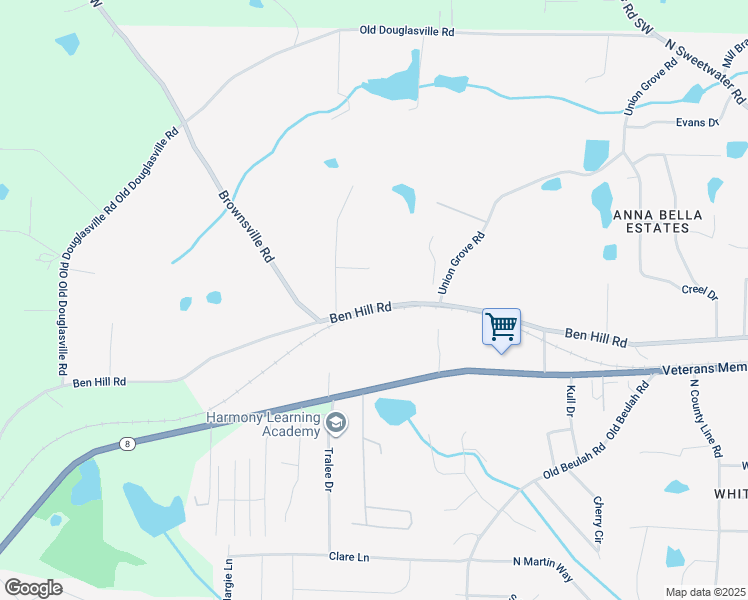 map of restaurants, bars, coffee shops, grocery stores, and more near 4443 Ben Hill Road in Lithia Springs
