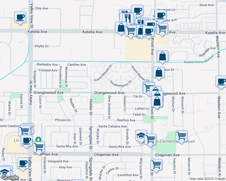 map of restaurants, bars, coffee shops, grocery stores, and more near 11474 Shippigan Way in Cypress