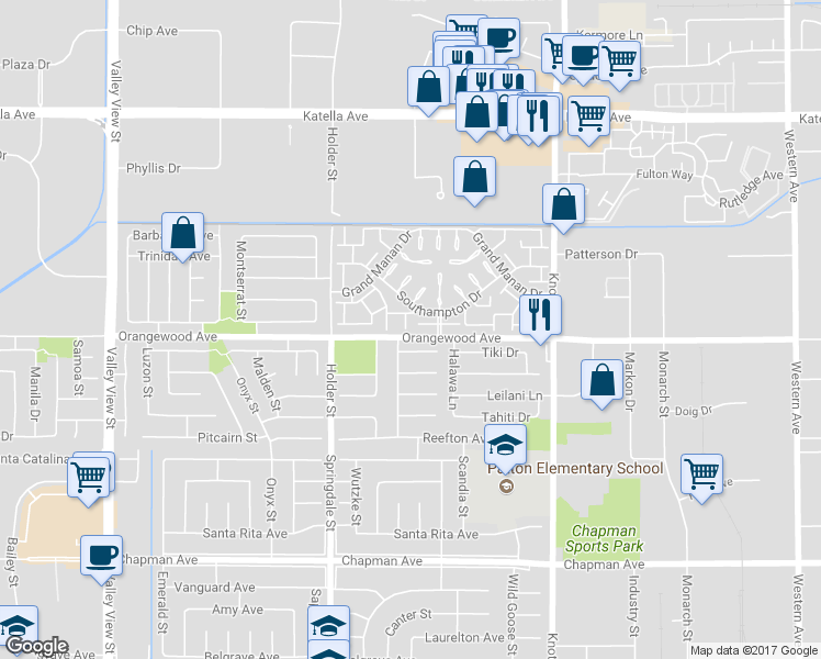 map of restaurants, bars, coffee shops, grocery stores, and more near 11474 Shippigan Way in Cypress