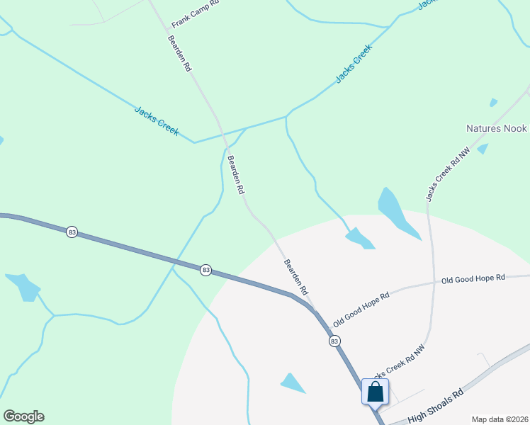 map of restaurants, bars, coffee shops, grocery stores, and more near 1286 Bearden Road in Monroe