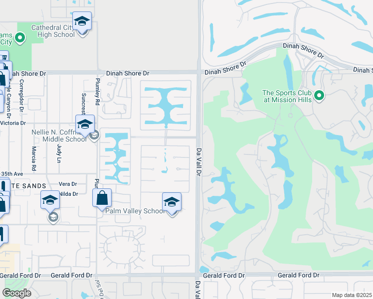 map of restaurants, bars, coffee shops, grocery stores, and more near 69768 Camino Pacifico in Rancho Mirage