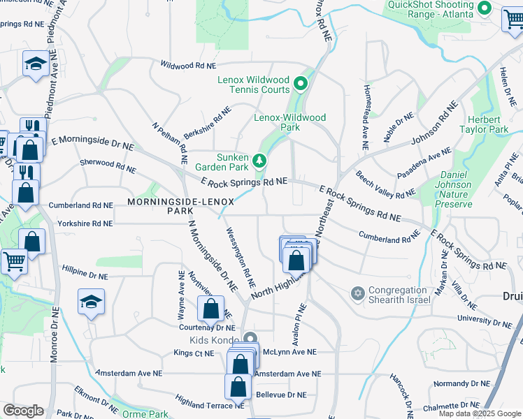 map of restaurants, bars, coffee shops, grocery stores, and more near 996 Cumberland Road Northeast in Atlanta