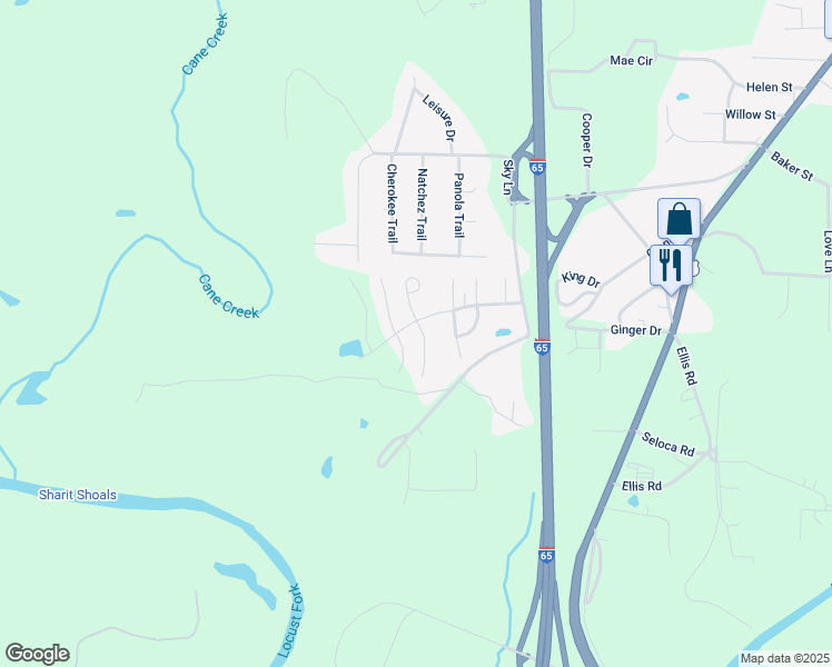 map of restaurants, bars, coffee shops, grocery stores, and more near 9395 Hoffman Place in Warrior