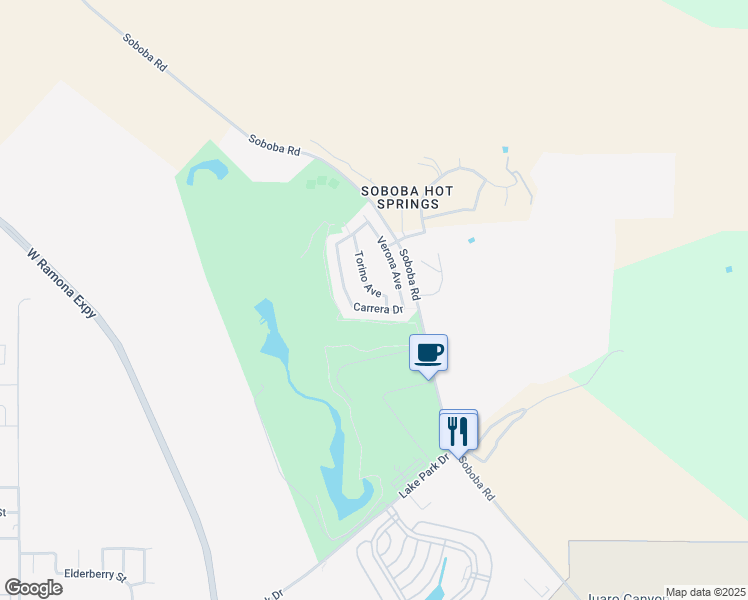 map of restaurants, bars, coffee shops, grocery stores, and more near 752 Torino Avenue in San Jacinto