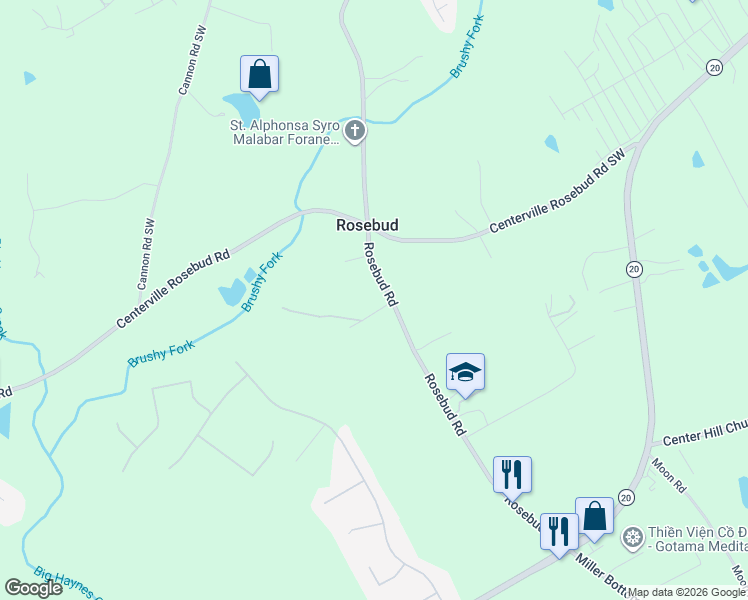 map of restaurants, bars, coffee shops, grocery stores, and more near 4689 Rosebud Road in Loganville