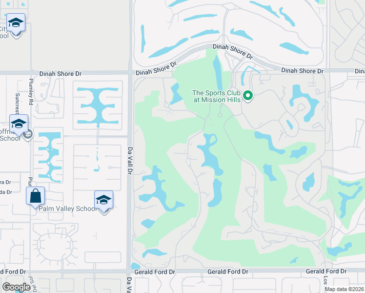 map of restaurants, bars, coffee shops, grocery stores, and more near 34725 Mission Hills Drive in Rancho Mirage