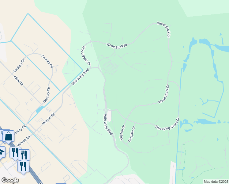 map of restaurants, bars, coffee shops, grocery stores, and more near 1000 Whooping Crane Drive in Conway