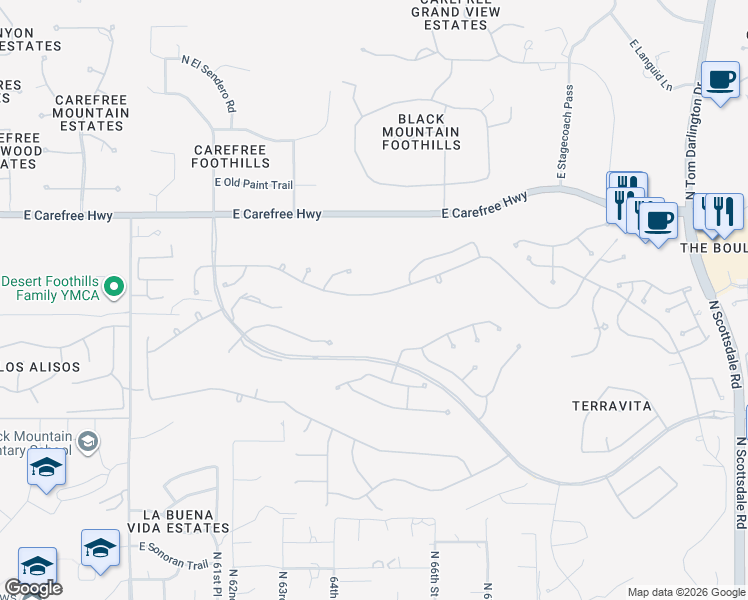 map of restaurants, bars, coffee shops, grocery stores, and more near 6462 East Amber Sun Drive in Scottsdale