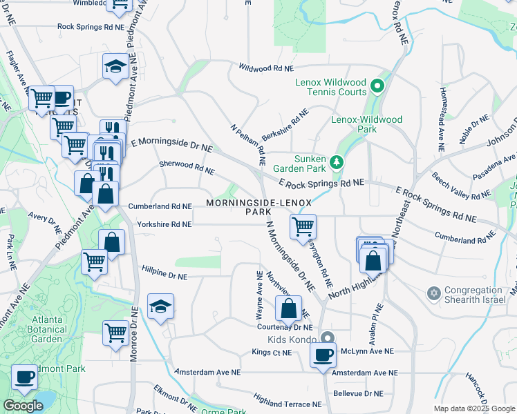 map of restaurants, bars, coffee shops, grocery stores, and more near in Atlanta