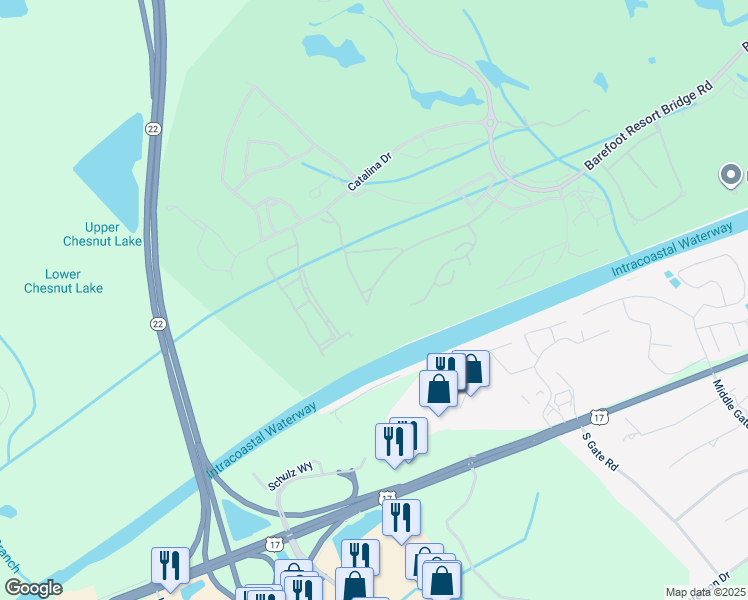 map of restaurants, bars, coffee shops, grocery stores, and more near 6095 Catalina Drive in North Myrtle Beach