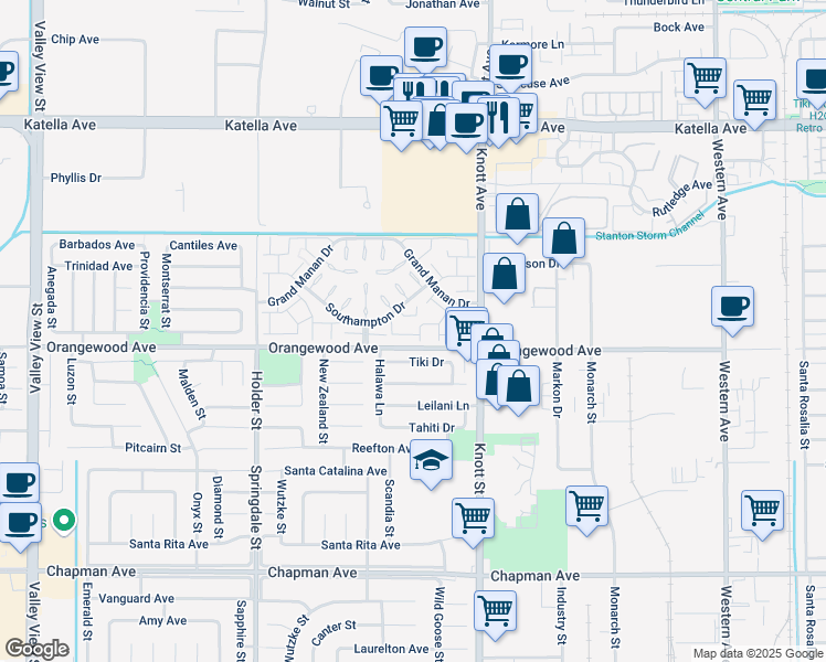 map of restaurants, bars, coffee shops, grocery stores, and more near 6802 Pritchard Way in Cypress