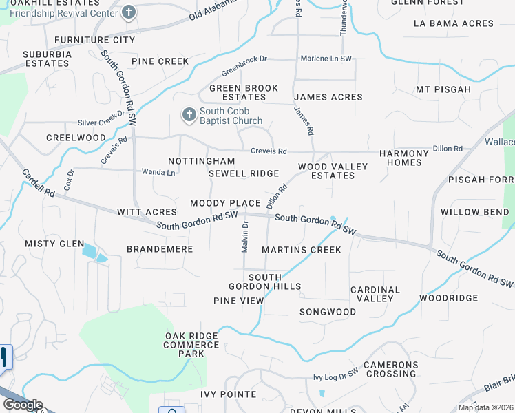 map of restaurants, bars, coffee shops, grocery stores, and more near 1500 Dillon Road in Austell