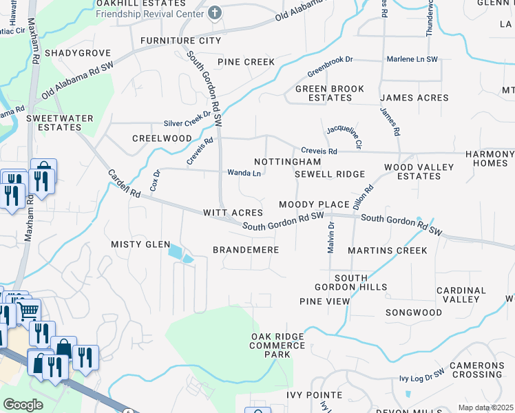 map of restaurants, bars, coffee shops, grocery stores, and more near 6334 Milo Drive in Austell