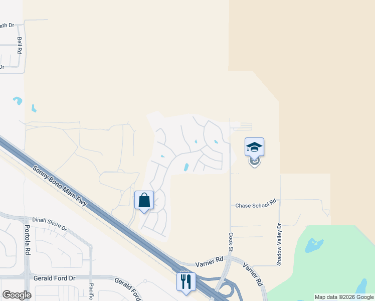 map of restaurants, bars, coffee shops, grocery stores, and more near 34763 Double Diamond Drive in Thousand Palms