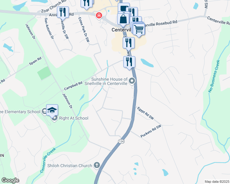 map of restaurants, bars, coffee shops, grocery stores, and more near 3701 Morning Court Southwest in Snellville