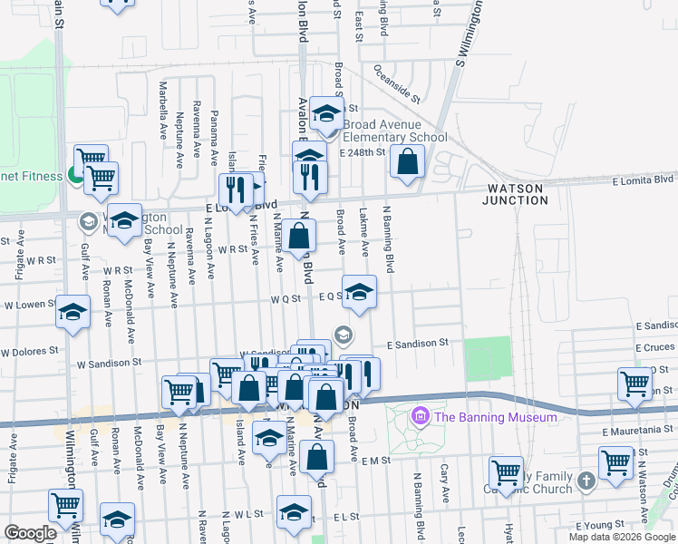 map of restaurants, bars, coffee shops, grocery stores, and more near 117 East Chandler Street in Los Angeles