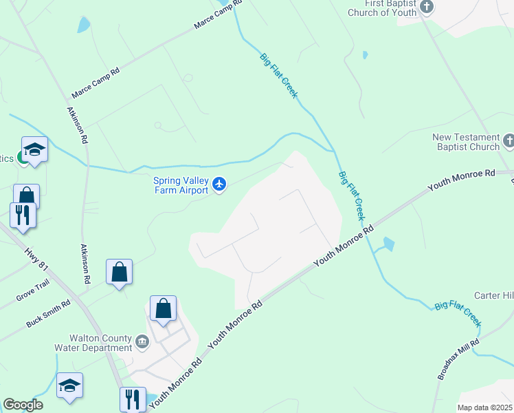 map of restaurants, bars, coffee shops, grocery stores, and more near 3458 Natalie Court in Loganville