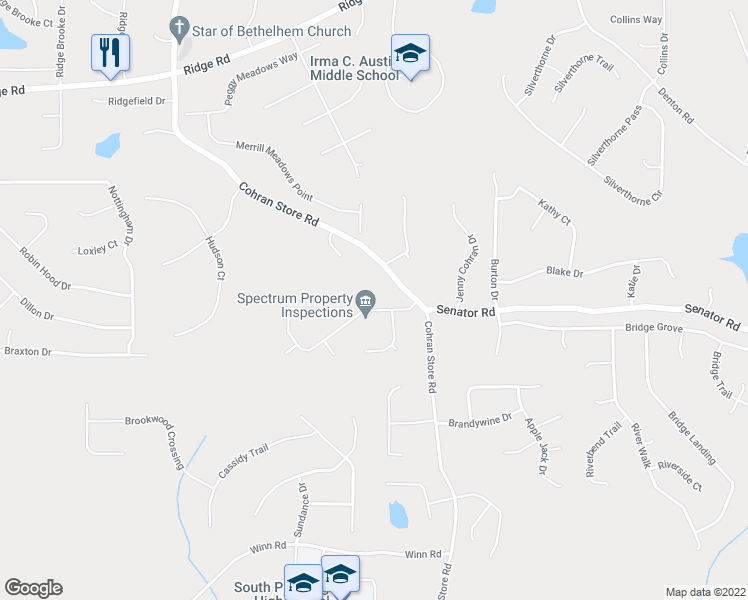 map of restaurants, bars, coffee shops, grocery stores, and more near 116 Hale Haven Drive in Douglasville
