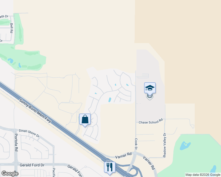 map of restaurants, bars, coffee shops, grocery stores, and more near 34747 Double Diamond Drive in Thousand Palms