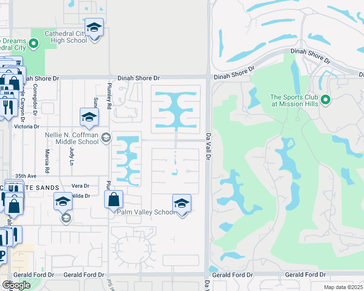 map of restaurants, bars, coffee shops, grocery stores, and more near 69761 Camino Pacifico in Rancho Mirage