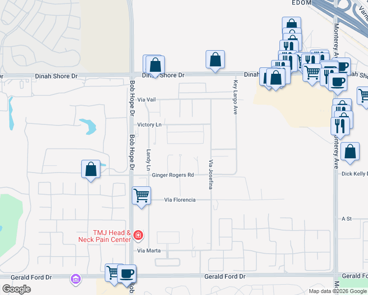 map of restaurants, bars, coffee shops, grocery stores, and more near 13 Via Montagna in Rancho Mirage