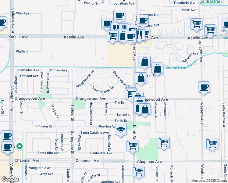 map of restaurants, bars, coffee shops, grocery stores, and more near 6802 Pritchard Way in Cypress
