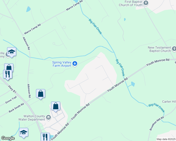 map of restaurants, bars, coffee shops, grocery stores, and more near 3458 Natalie Court in Loganville