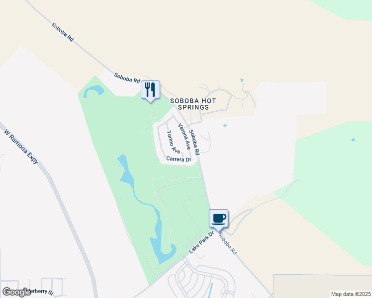 map of restaurants, bars, coffee shops, grocery stores, and more near 774 Verona Avenue in San Jacinto