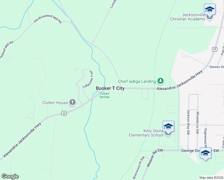 map of restaurants, bars, coffee shops, grocery stores, and more near 6800 Alexandria-Jacksonville Highway in Jacksonville